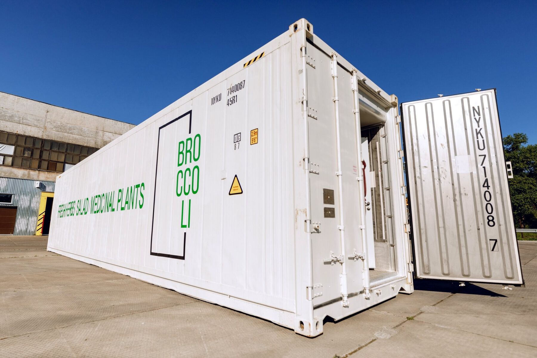 Container exterior with entrance door
